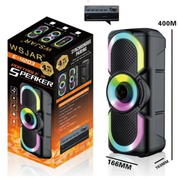 Колонка WSJAR E-4203 Bluetooth 5.1 з LED підсвічуванням чорна WSJAR