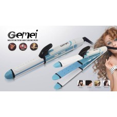 Стайлер для волос Gemei 3 в 1 гофре утюжок 60 Вт белый