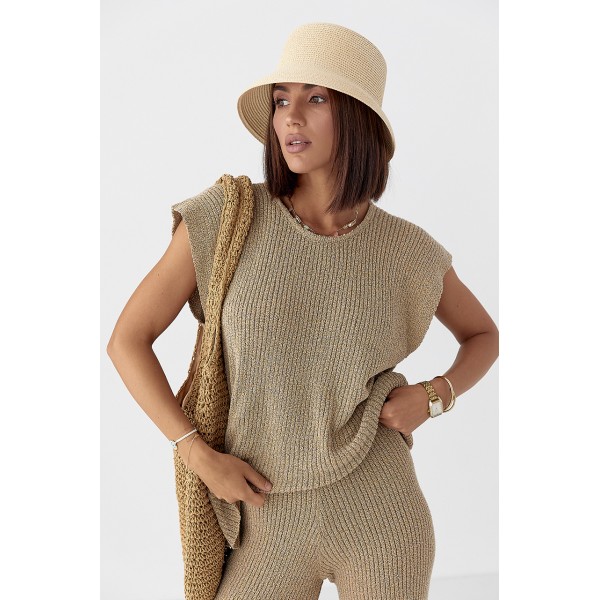 Костюм жіночий вязаний ажурний віскозний меланж Lurex
