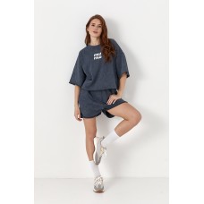 Костюм женский хлопковый miu miu с шортами темно-серый