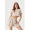 Костюм женский трикотажный со швами наружу бежевый Lurex