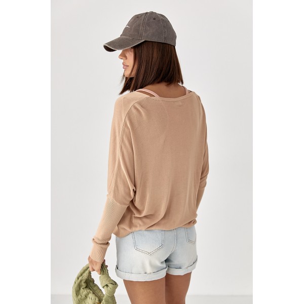 Джемпер женский вискозный свободный кофейный Lurex