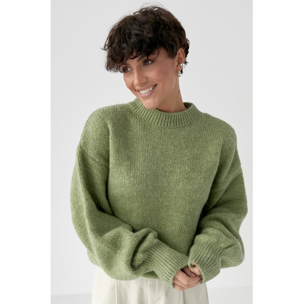 Кофта женская акриловая с рукавами фонариками зеленая Lurex