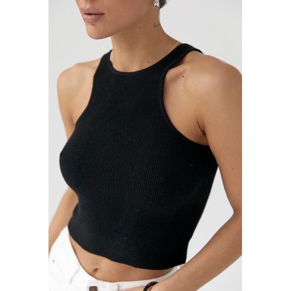 Майка женская укороченная хлопок черная Lurex