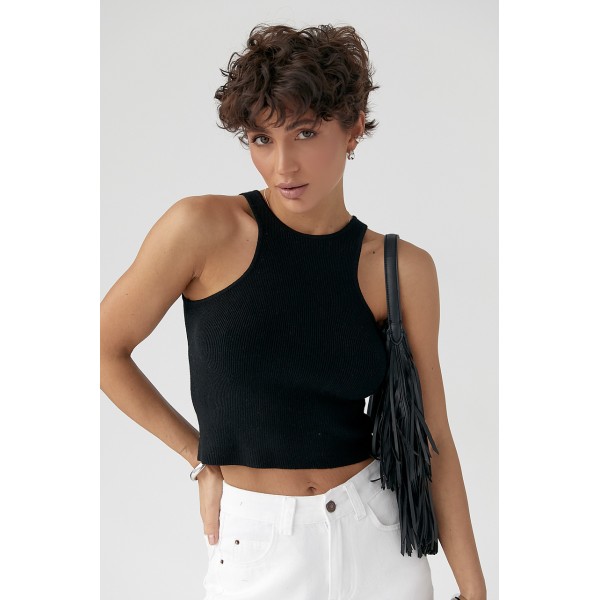 Майка женская укороченная хлопок черная Lurex