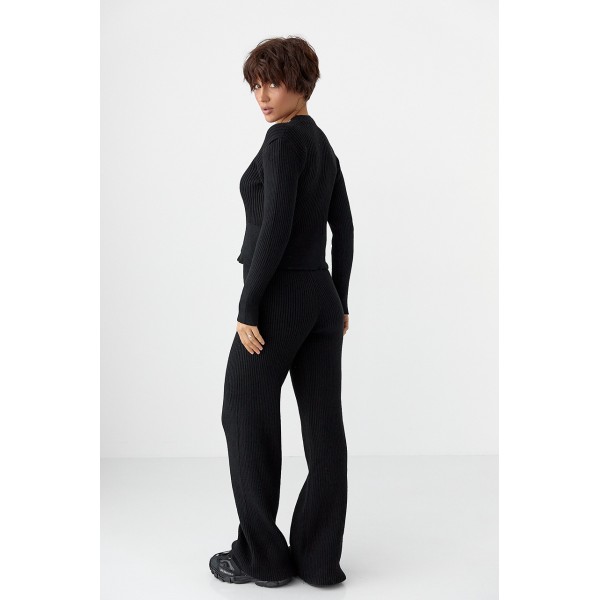 Костюм жіночий вязаний кардиган і палаццо чорний Lurex