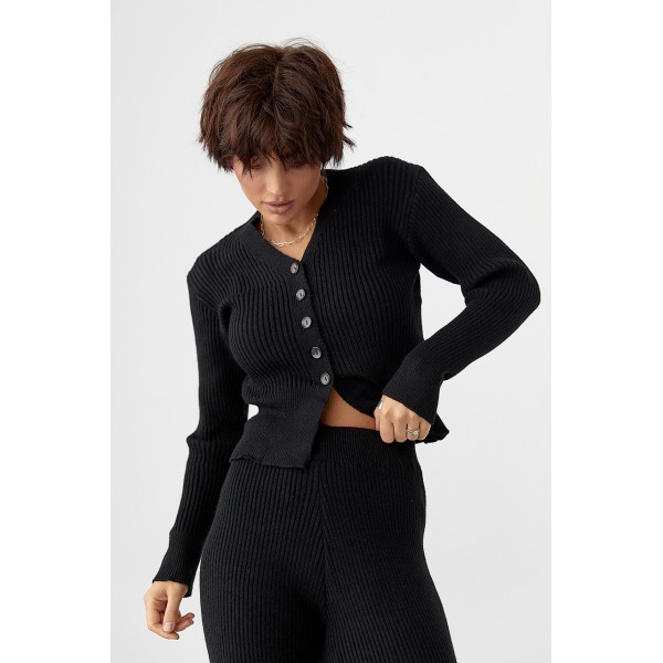 Костюм жіночий вязаний кардиган і палаццо чорний Lurex