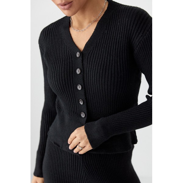 Костюм жіночий вязаний кардиган і палаццо чорний Lurex