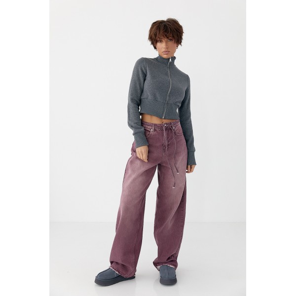 Кардиган женский хлопковый укороченный серый Lurex