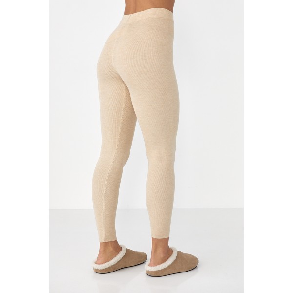 Лосины женские шерстяные трикотажные приталенные бежевые Lurex