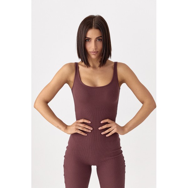 Комбінезон жіночий трикотажний спортивний коричневий Lurex