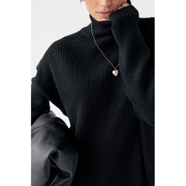 Женская туника в рубчик хлопок акрил черная Lurex