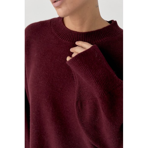 Джемпер женский хлопковый с разрезами бордовый Lurex