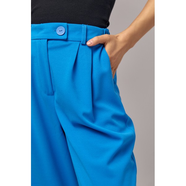 Брюки женские вискозные с отворотами синие Lurex