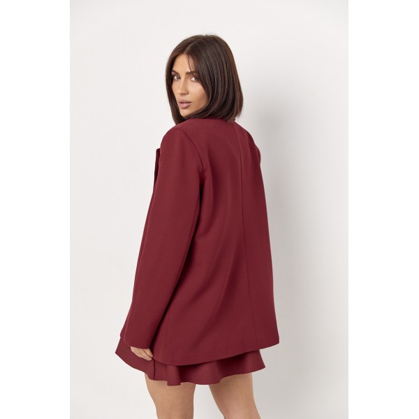 Піджак жіночий костюмний прямий однотонний бордовий Lurex