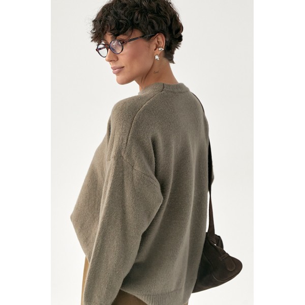 Кофта женская хлопковая с декоративным швом кофейная Lurex