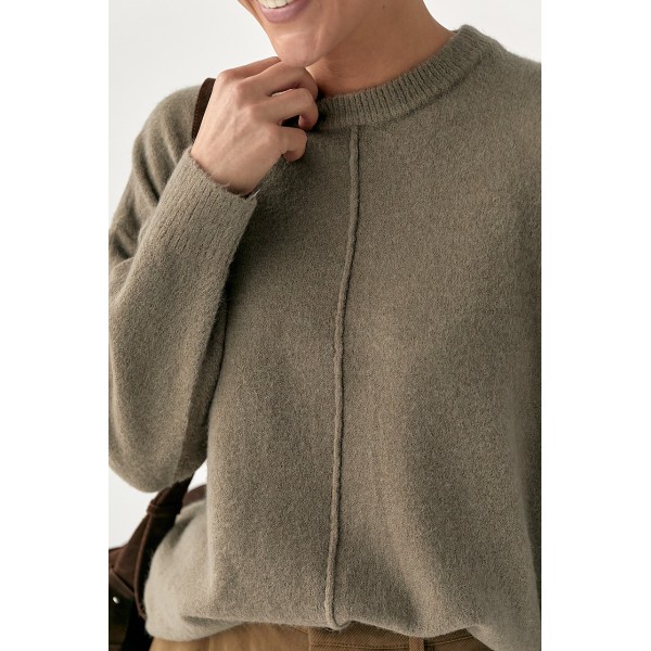 Кофта женская хлопковая с декоративным швом кофейная Lurex