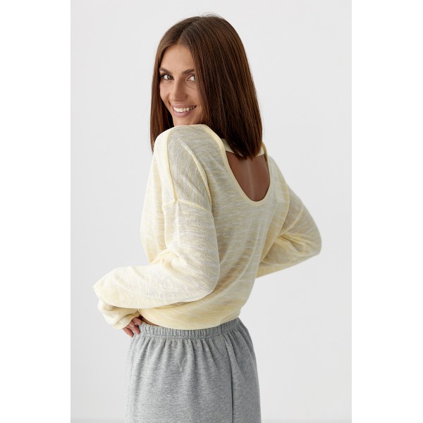 Джемпер женский хлопковый в полоску лимонный Lurex