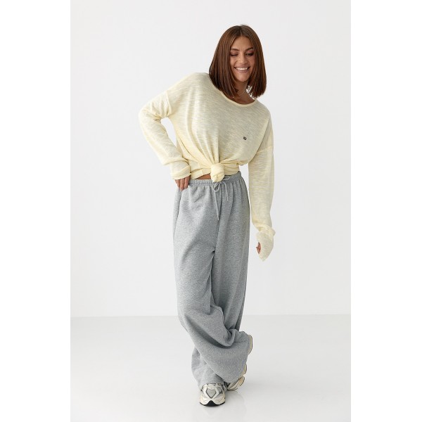Джемпер женский хлопковый в полоску лимонный Lurex