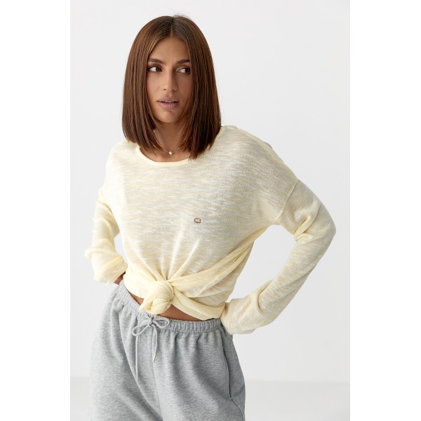 Джемпер женский хлопковый в полоску лимонный Lurex