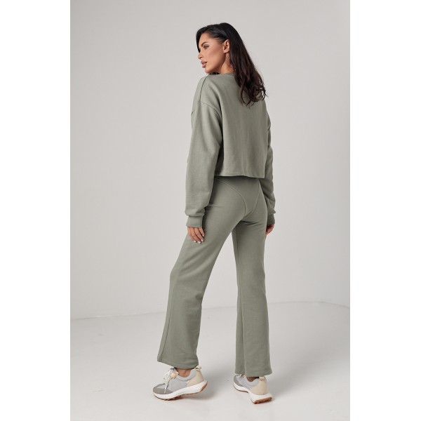 Спортивный костюм женский хлопковый акцентные швы хаки Lurex