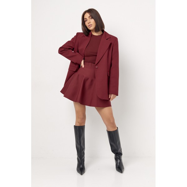 Пиджак женский костюмный прямой однотонный бордовый Lurex