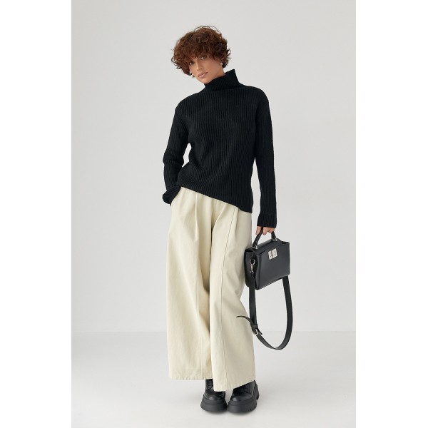 Гольф жіночий трикотажний у рубчик чорний Lurex