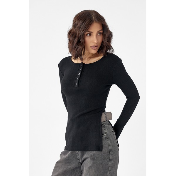 Кофта жіноча трикотажна приталена на ґудзиках чорна Lurex