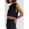 Женский поликоттоновый костюм с брюками и топом черный Lurex