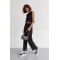 Женский поликоттоновый костюм с брюками и топом черный Lurex