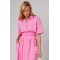 Костюм женский из жатки с юбкой и блузой розовый Lurex