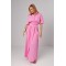 Костюм женский из жатки с юбкой и блузой розовый Lurex
