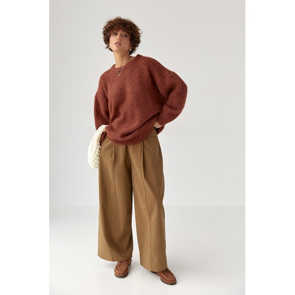 Кофта женская мохеровая удлиненная терракотовая Lurex