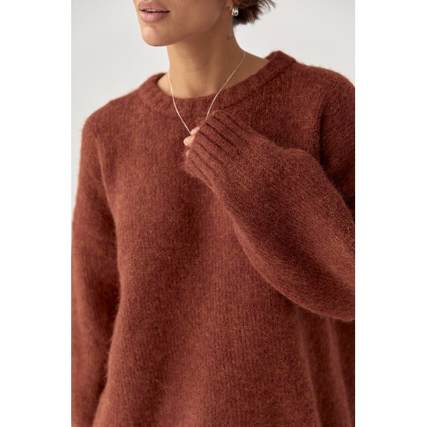 Кофта женская мохеровая удлиненная терракотовая Lurex