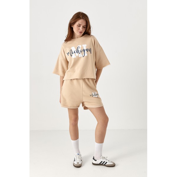 Костюм жіночий бавовняний вільного крою кремовий Lurex