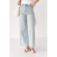 Джинси жіночі бавовняні wide leg прямі блакитні