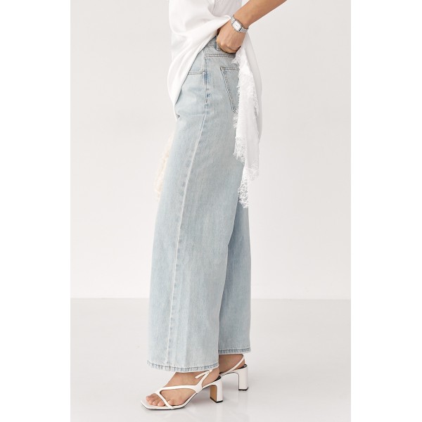 Джинси жіночі бавовняні wide leg прямі блакитні Lurex