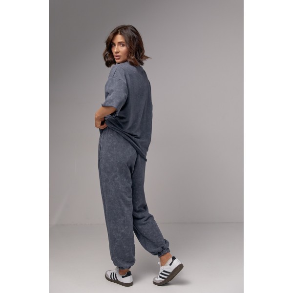 Спортивный костюм женский хлопковый тай дай принт wang серый Lurex