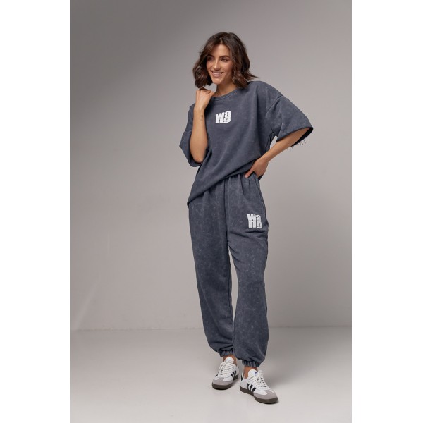 Спортивный костюм женский хлопковый тай дай принт wang серый Lurex