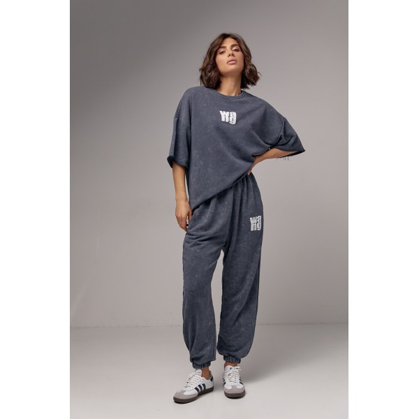Спортивный костюм женский хлопковый тай дай принт wang серый Lurex