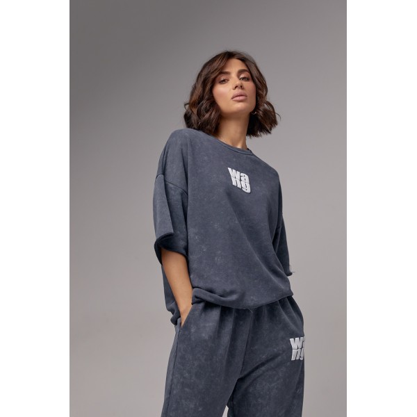 Спортивный костюм женский хлопковый тай дай принт wang серый Lurex
