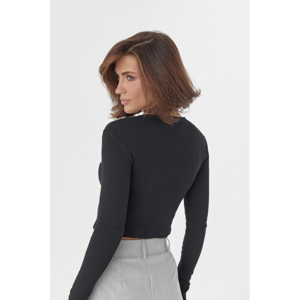 Кофта жіноча трикотажна на кнопках у рубчик чорна Lurex