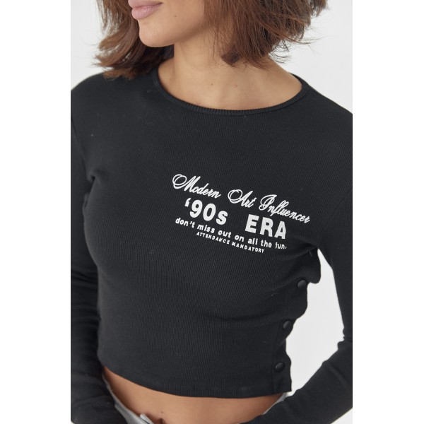 Кофта жіноча трикотажна на кнопках у рубчик чорна Lurex