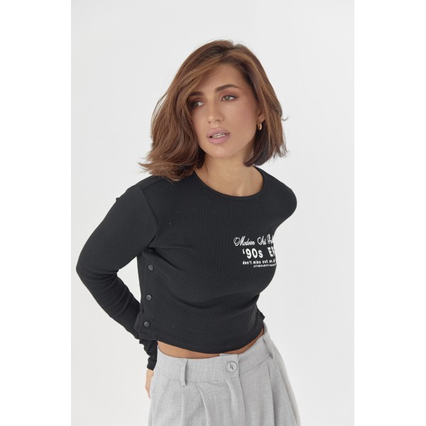 Кофта жіноча трикотажна на кнопках у рубчик чорна Lurex