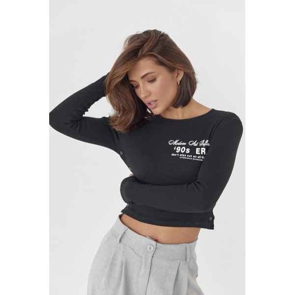 Кофта жіноча трикотажна на кнопках у рубчик чорна Lurex