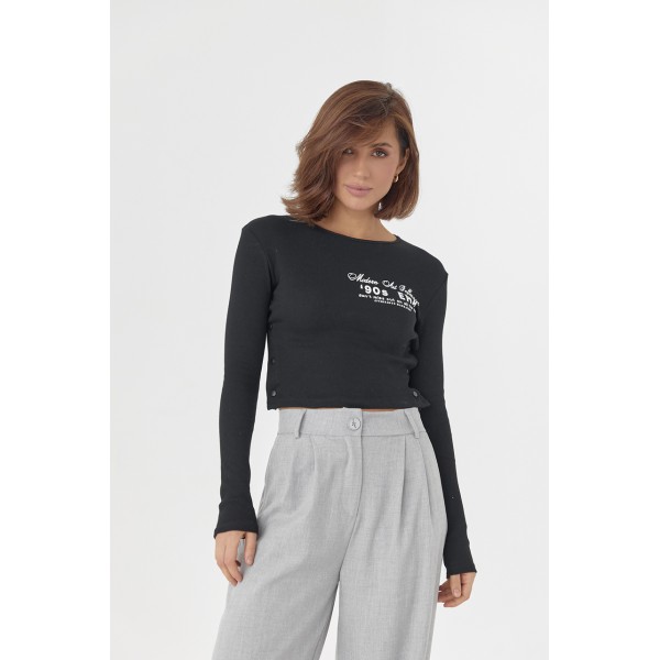 Кофта жіноча трикотажна на кнопках у рубчик чорна Lurex