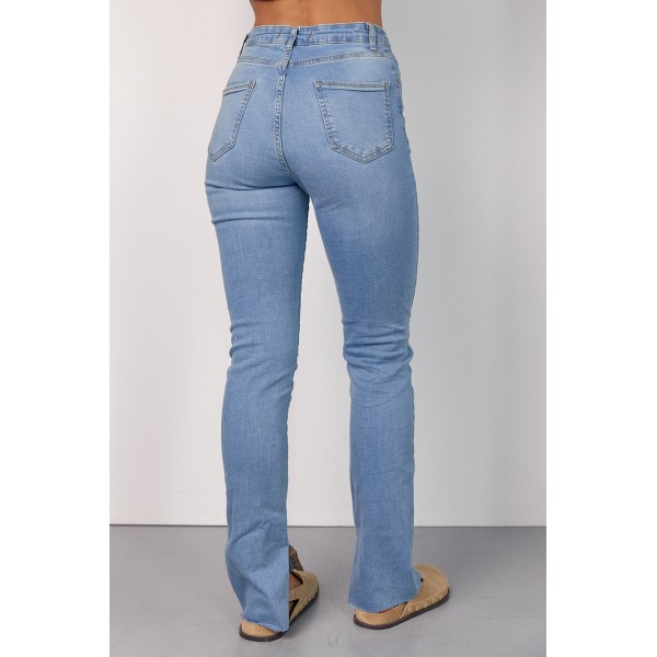 Джинси жіночі бавовняні skinny з розрізами блакитні Lurex