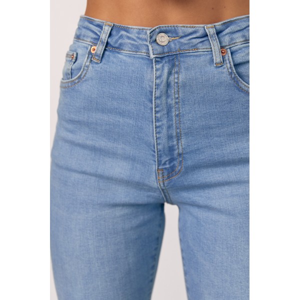 Джинси жіночі бавовняні skinny з розрізами блакитні Lurex