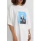 Костюм женский трикотажный футболка oversize и велосипедки молочный Lurex