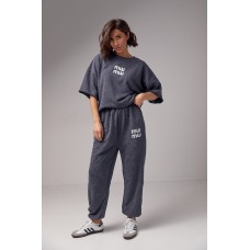 Спортивный костюм женский хлопковый тай дай miu miu серый